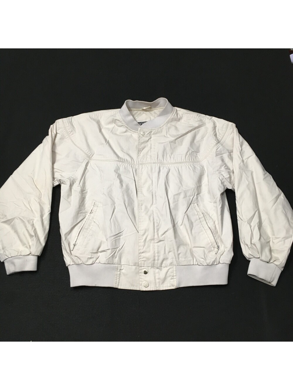 Cream IVORY BEIGE  Vintage 90s Windbreaker Jacket Knightsbridge LARGE